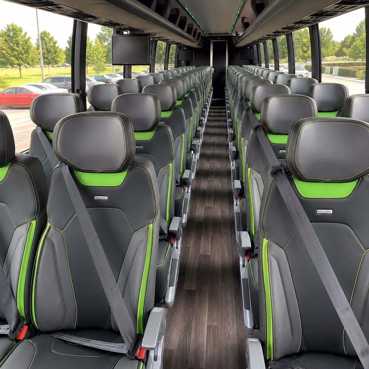 rochester charter bus rental interior