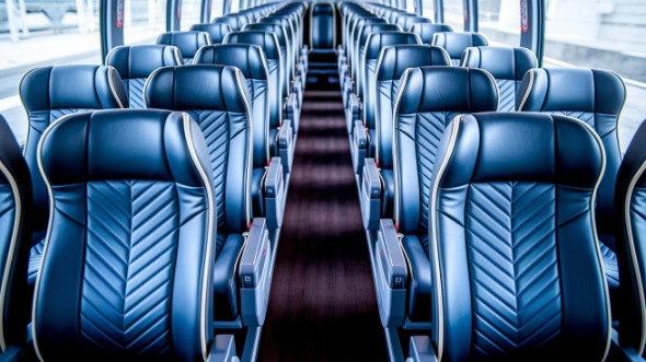 rochester 56 passenger charter bus inside